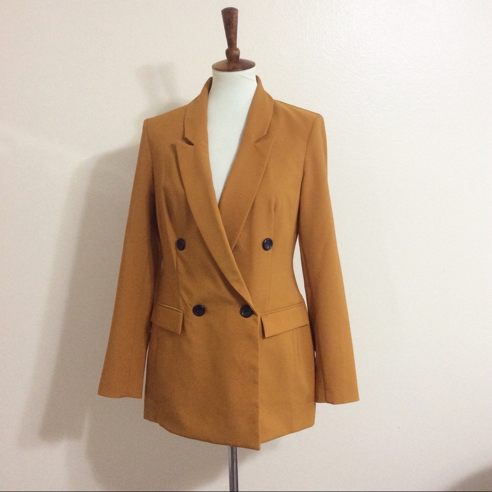 I.N.C. Double-Breasted Blazer Sunshine Rusted Med